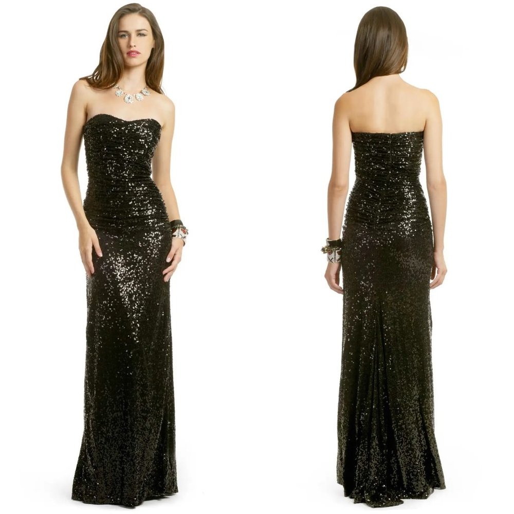 Badgley Mischka Black Sequined Gown $650